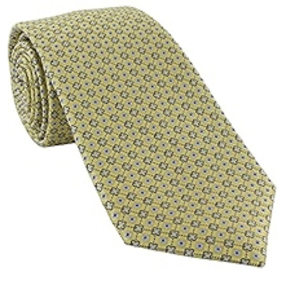 AZALEA SILK OF COMO Elegant Yellow Patterned Men's Tie